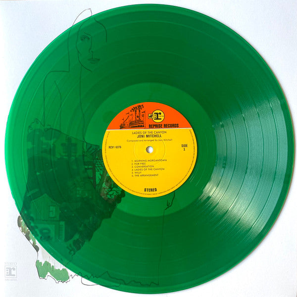 Image of Back Cover of LP - VG+/VG - JONI MITCHELL, Ladies Of The Canyon (Reprise Records; RCV1 6376, Europe 2023 Reissue, Green Vinyl), Very slight warp, doesnt affect playback, some very faint marks. ,  - 2216561C