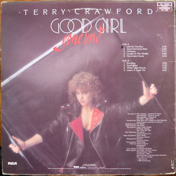 Image of Back Cover of 4825197E: LP - TERRY CRAWFORD, Good Girl Gone Bad (RCA Victor; KL10441, France 1982) A few light hairlines. Edgewear.  VG/VG