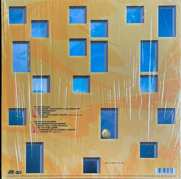 Image of Back Cover of 4845305S: LP - YES, Yessingles (Atlantic; 081227820794, Europe 2023, Inner, Yellow Translucent with Orange & Black Vinyl) Opened Instore, Still In Stickered Shrinkwrap  EX/EX