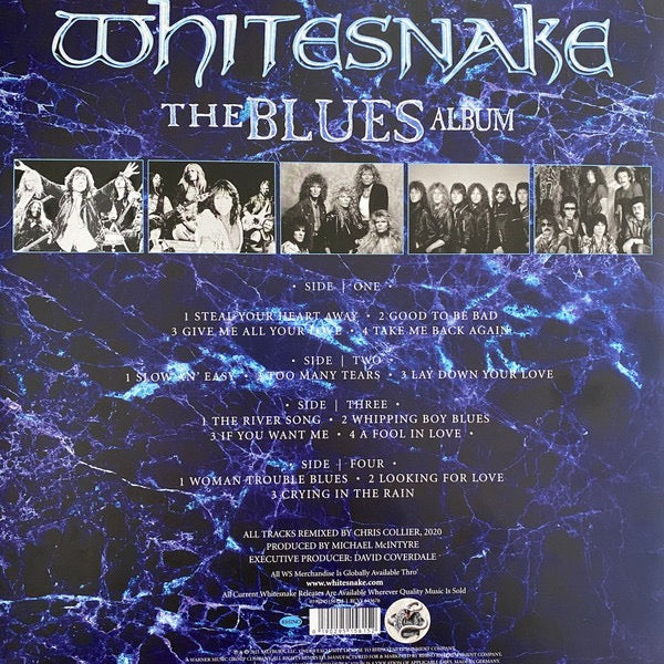 Image of Back Cover of 4815491C: 2xLP - WHITESNAKE, The Blues Album (Rhino Records; 0190295156152, Germany 2021, Gatefold, Insert, Blue Vinyl) Still In Opened Shrinkwrap With Hype Sticker  EX/VG+