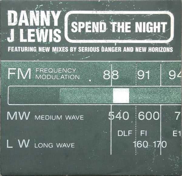 Image of Front Cover of 12" - G+/G+ - DANNY J LEWIS, Spend The Night (Locked On; LOX 98 T, UK 1998), Corner ripped off top right of sleeve. Disc has hairlines., A1		Spend The Night (H-Man Mix)7:13A2		Spend The Night (Serious Danger Mix)6:52B1		Spend The Night (New Horizons Mix)6:19B2		Spend The Night (Danny J Lewis Original Mix)	7:03 - 4316272C