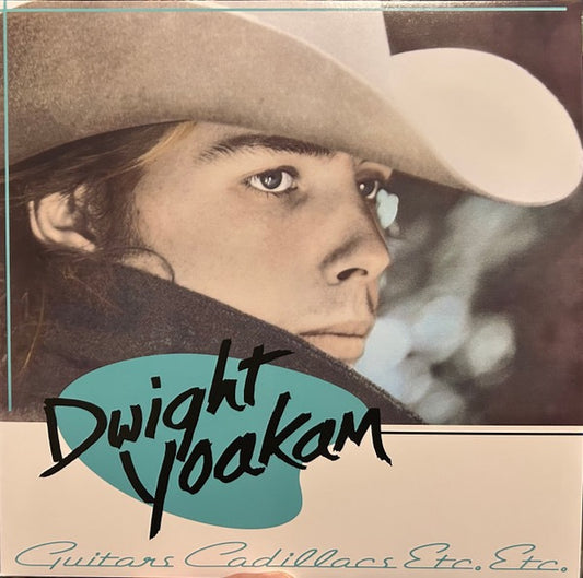 Image of Front Cover of 4815504C: LP - DWIGHT YOAKAM, Guitars, Cadillacs, Etc., Etc. (Rhino Records; R125372/603497835478, Europe 2024 Reissue, Inner, Light Blue Vinyl) Still In Opened Shrinkwrap With Hype Sticker  EX/EX