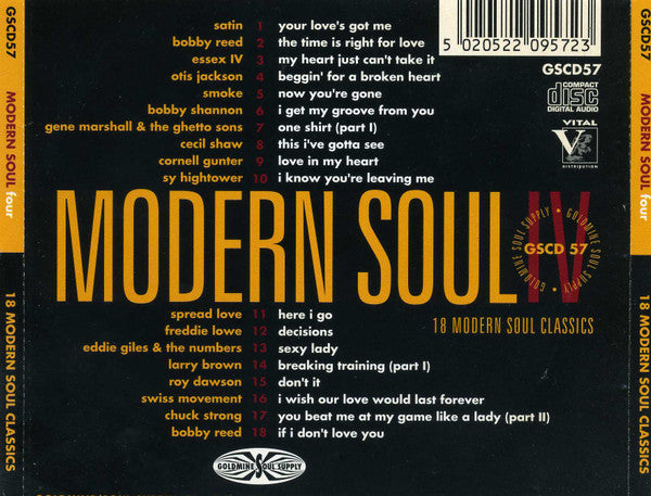 Image of Back Cover of CD - VG+/VG+ - VARIOUS, Modern Soul 4 (Goldmine Soul Supply; GSCD57, UK 1995, Jewel Case, Booklet), ,  - 4835298E
