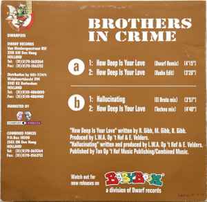 Image of Back Cover of 4945031S: 12" - BROTHERS IN CRIME, How Deep Is Your Love (Dwarf Records; DWARF015, Netherlands 1995, e) Multiple marks across both sides  VG/G+