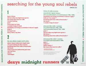 Image of Back Cover of 4935017E: 2xCD - DEXYS MIDNIGHT RUNNERS, Searching For The Young Soul Rebels (Late Night Feelings; CDPCSX 7213, Europe 2010, Double Digipak, Booklet)   VG/VG