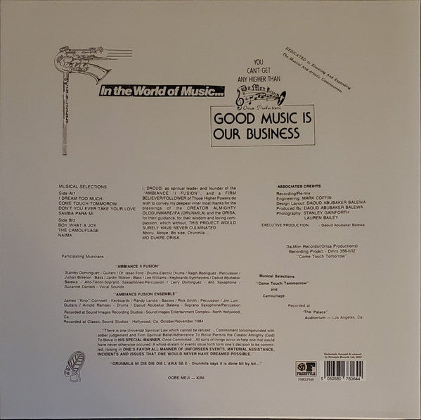 Image of Back Cover of 4925021E: LP - AMBIANCE II FUSION, Come Touch Tomorrow (Freestyle Records; FSRLP148, UK 2023 Reissue, UNOFFICIAL)   VG+/VG+