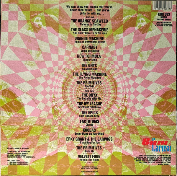 Image of Back Cover of LP - VG+/VG+ - VARIOUS, Rubble 7 - Pictures In The Sky (Bam Caruso; KIRI083, UK 1988, Inner), ,  - 2926181E