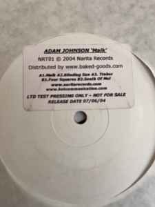 Image of Front Cover of 4925003E: 12" - ADAM JOHNSON, Malk EP (Narita Records; NRT01, US 2004, White Label Promo, Plain Sleeve) No sticker on label, has WOL, PR sheet included.  /VG