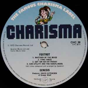 Image of Label Cover of 4945014S: LP - GENESIS, Foxtrot (Charisma; CHC 38, UK 1984 Reissue, Gatefold)   VG+/VG+