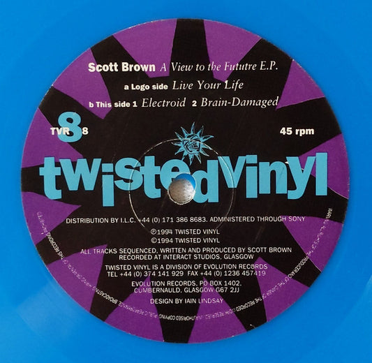 Image of Front Cover of 4945036S: 12" - SCOTT BROWN, A View To The Future EP (Twisted Vinyl; TVR 8, UK 1994, Blue Vinyl) Marked on either side and quite crackly in places.  /G+