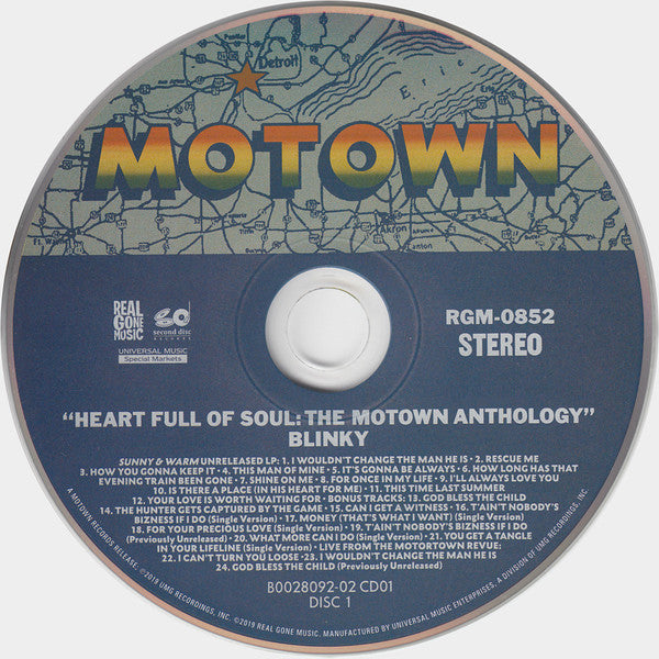 Image of Label Cover of 4955008S: 2xCD - BLINKY, Heart Full Of Soul: The Motown Anthology (Real Gone Music; RGM-0852, US 2019, Double Digipak)   VG+/VG+