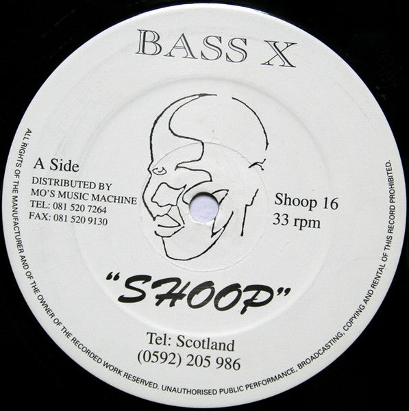Image of Front Cover of 4945038S: LP - BASS X, Exterminate (Shoop!; Shoop 16, UK 1994) Multiple scratches over both sides  /G