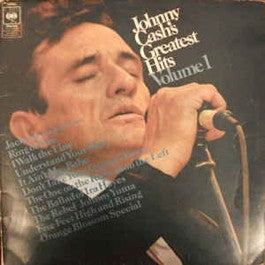 Image of Front Cover of 4925063E: LP - JOHNNY CASH, Greatest Hits Volume 1 (CBS Orange/Yellow - Made In England At Bottom of Label; 63062, UK 1970s Reissue, Non Laminated Sleeve)   VG+/VG+