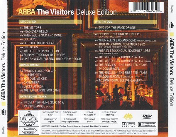 Image of Back Cover of 4955008S: 2xCD - ABBA, The Visitors (Polar; 0060253706261, Europe 2012)   VG+/VG+