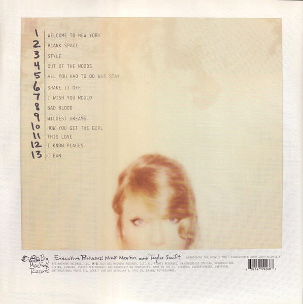 Image of Back Cover of 2xLP - VG/VG - TAYLOR SWIFT, 1989 (Big Machine Records; 0602547092687, Europe 2022 Reissue, Gatefold), Vinyl is strong VG, a few light marks only.,  - 2726017E
