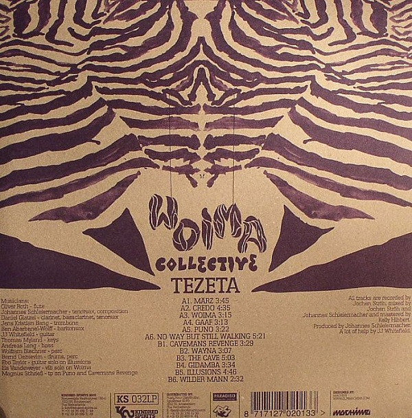 Image of Back Cover of LP - VG/VG+ - WOIMA COLLECTIVE, Tezeta (Kindred Spirits ; KS 032LP, Netherlands 2010, Textured Sleeve), Sleeve lightly worn at edges / corners, with a stain or two,  - 1816559C