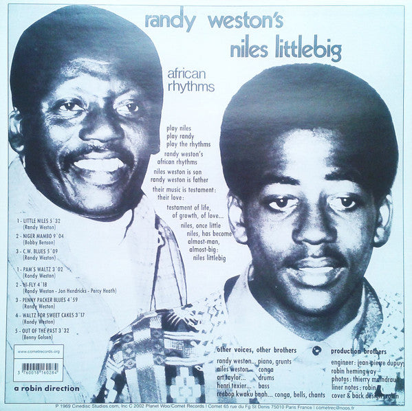 Image of Back Cover of LP - VG/VG+ - RANDY WESTON'S AFRICAN RHYTHMS, Niles Little Big (Comet Records; COMET 027, France 2002 Reissue), Large crease on sleeve, edgewear, a little ringwear.,  - 4925045E