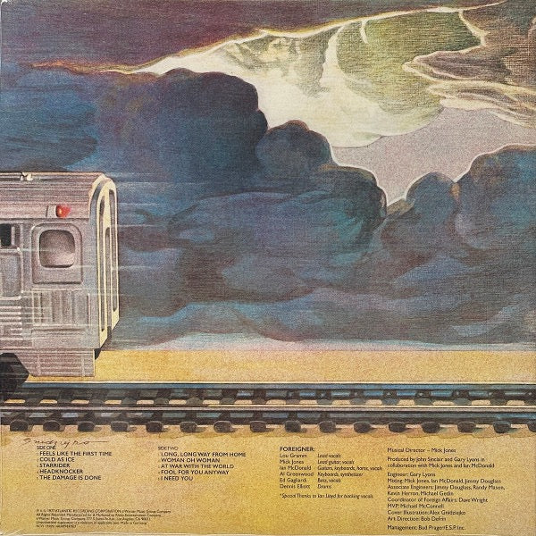 Image of Back Cover of 4915035C: LP - FOREIGNER, Foreigner (Atlantic; RCV1 19109, USA & Europe 2023 Reissue, Inner, Crystal Clear Vinyl) Still In Opened Shrinkwrap With Hype Sticker  EX/EX