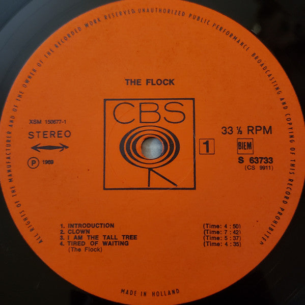Image of Label Cover of 4945087S: LP - THE FLOCK, The Flock (CBS; S63733, Netherlands 1969)   VG/VG+