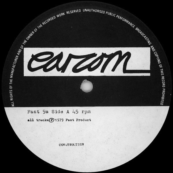 Image of Label Cover of LP - G+/VG+ - VARIOUS ARTISTS, Earcom 1 (Fast Product; FAST9a, UK 1979, Poster, No Cardboard 7", 45RPM), Edge wear, marks and scuffs on sleeve. Poster is clean and intact.,  - 1946152S