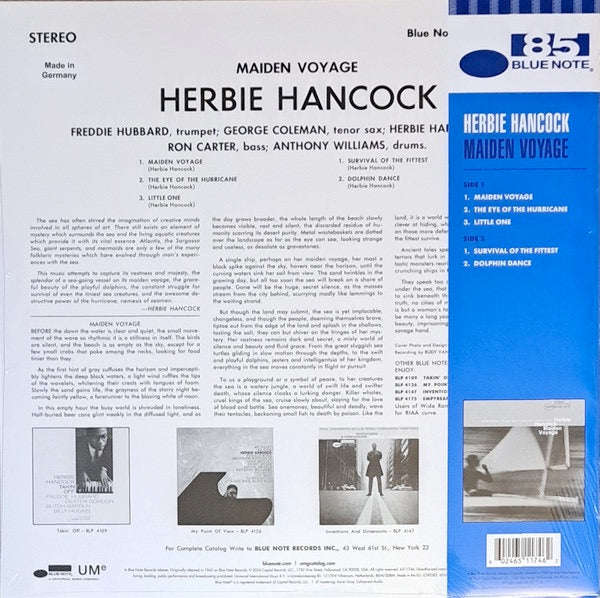 Image of Back Cover of LP - NEW/NEW - HERBIE HANCOCK, Maiden Voyage (Blue Note; 84195, Worldwide 2024 Reissue, Blue Vinyl, With Obi), ,  - 1336418E