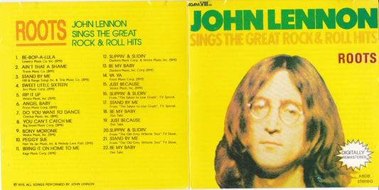 Image of Front Cover of 4955082S: CD - JOHN LENNON, Roots : Sings The Great Rock & Roll Hits (Adam VIII Ltd.; BDACD160, US 1991 Reissue)   VG+/VG+