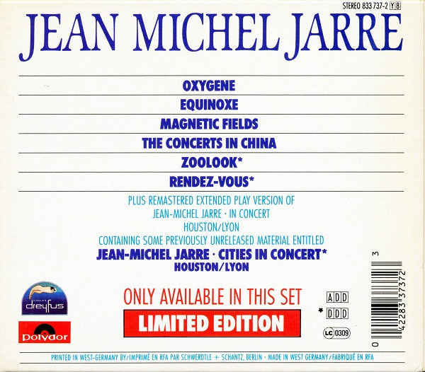 Image of Back Cover of 8xCD - VG/VG+ - JEAN MICHEL JARRE, 10th Anniversary Compact Disc Set (Disques Dreyfus ; 833 737-2, Europe 1987, Box Set), ,  - 4955085S