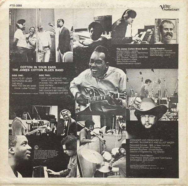 Image of Back Cover of LP - VG/VG+ - THE JAMES COTTON BLUES BAND, Cotton In Your Ears (Verve Forecast ; FTS3060, US 1968, Promo, Stickered Sleeve), Corner Bump, Ring Wear, Spine Wear,  - 4925207E