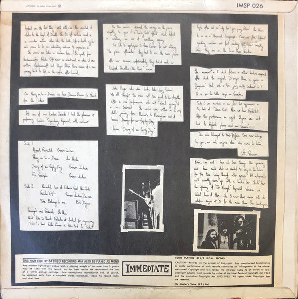 Image of Back Cover of 4945214S: Mini LP - THE NICE, Nice (Immediate; IMSP 026, New Zealand 1969) Cat Scratched Spine  VG/VG