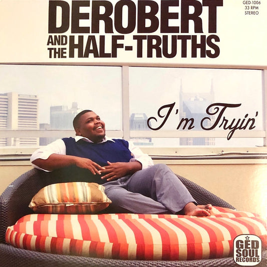 Image of Front Cover of 4945200S: LP - DEROBERT & THE HALF-TRUTHS, I'm Tryin' (G.E.D. Soul Records; GED-1006, US 2014, Maroon Marbled Vinyl)   VG+/VG+