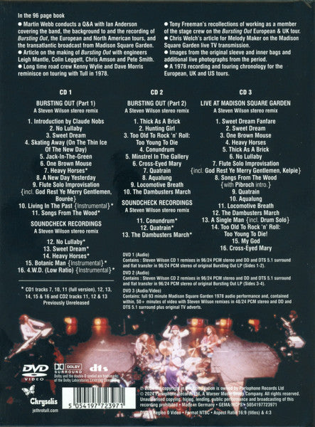 Image of Back Cover of 4935130E: 6xCD - JETHRO TULL, Live - Bursting Out (The Inflated Edition) (Chrysalis; 5054197723971, Worldwide 2024, Book Sleeve, 3xCD, 3xDVD) Sealed  M/M