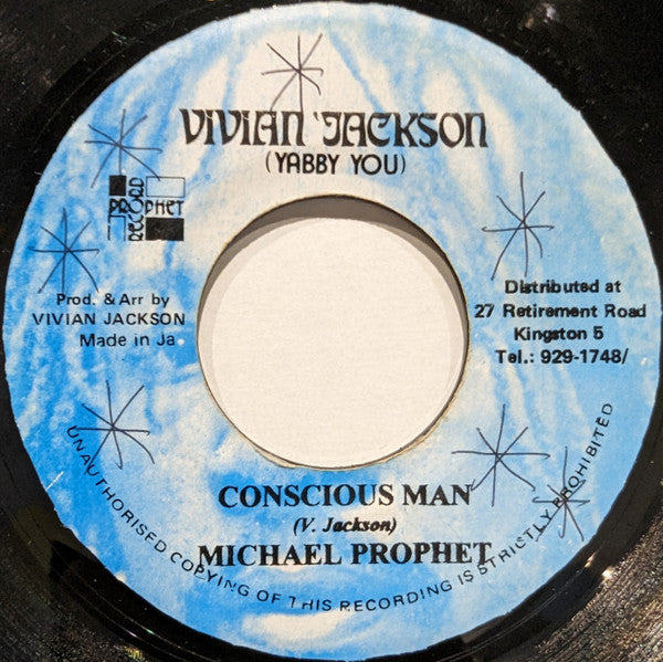 Image of Front Cover of 4915220C: 7" - MICHAEL PROPHET, Conscious Man (Vivian Jackson (Yabby You); none, Jamaica ) Small but deep mark on A-side that clicks lightly when played through  /G+