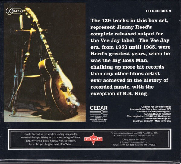 Image of Back Cover of 6xCD - VG/VG - JIMMY REED, The Vee-Jay Years (Charly Blues; CD RED BOX 9, UK 1994, Box Set, Booklet), Light marks to one CD, booklet and some inlays show some mottling.,  - 3416386C