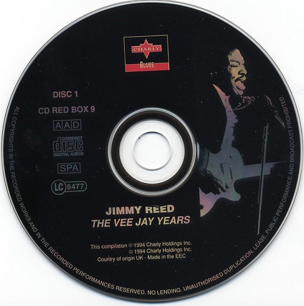 Image of Label Cover of 6xCD - VG/VG - JIMMY REED, The Vee-Jay Years (Charly Blues; CD RED BOX 9, UK 1994, Box Set, Booklet), Light marks to one CD, booklet and some inlays show some mottling.,  - 3416386C