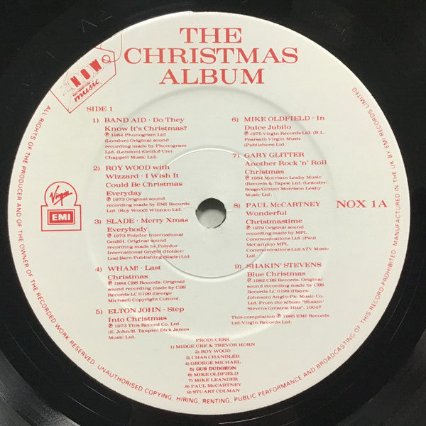 Image of Label Cover of LP - VG+/VG+ - VARIOUS, Now That's What I Call Music The Christmas Album (Virgin EMI; NOX 1, UK 1985, Inner), ,  - 3926137E