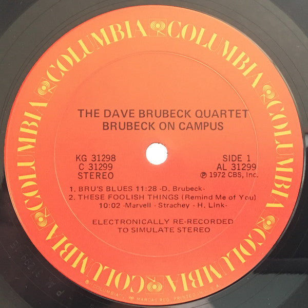 Image of Label Cover of 4925253E: 2xLP - THE DAVE BRUBECK QUARTET, Brubeck On Campus (Columbia; KG 31298, US 1972, Gatefold)   VG/VG+