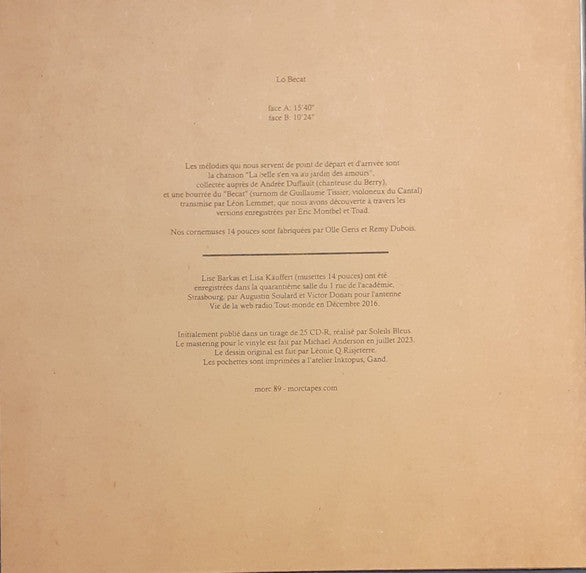 Image of Back Cover of LP - EX/EX - LISE BARKAS & LISA K UFFERT, Lo Becat (Morc Records; Morc 89, Belgium 2023, Textured Sleeve, Limited Edition of 200), ,  - 1326448E