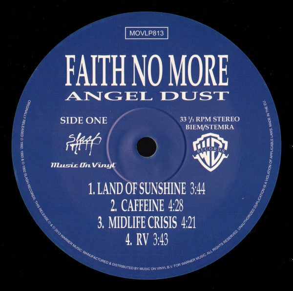 Image of Label Cover of 2xLP - VG+/VG+ - FAITH NO MORE, Angel Dust (Music On Vinyl; MOVLP813, Europe 2013, Gatefold), ,  - 3626503E