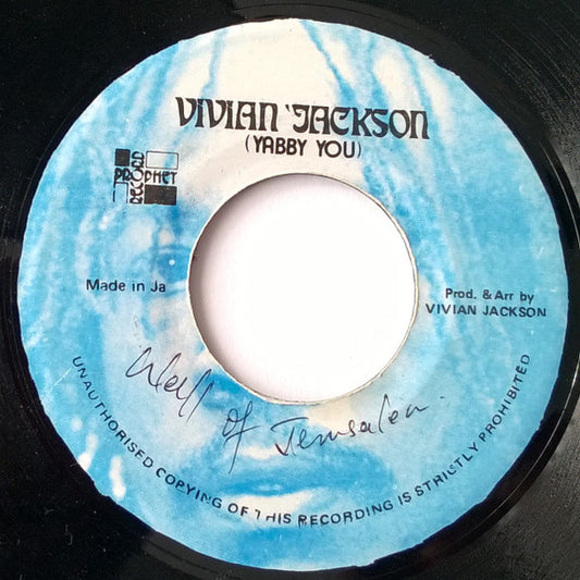 Image of Front Cover of 7" - /VG - YABBY U, Walls Of Jerusalem (Vivian Jackson (Yabby You); none, Jamaica Reissue), Tiny but deep mark on A-side clicks a briefly when played through. Otherwise lighter marks only. Small stain on label,  - 4915380C