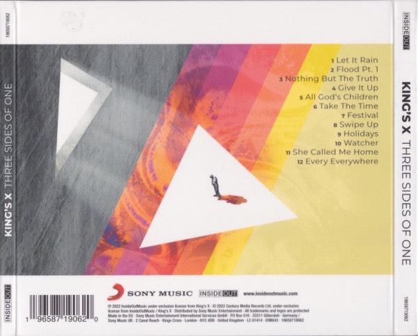 Image of Back Cover of 4915378C: CD - KING'S X, Three Sides Of One (Inside Out Music; IOM643, Europe 2022, Digipak, Booklet)   VG+/VG+