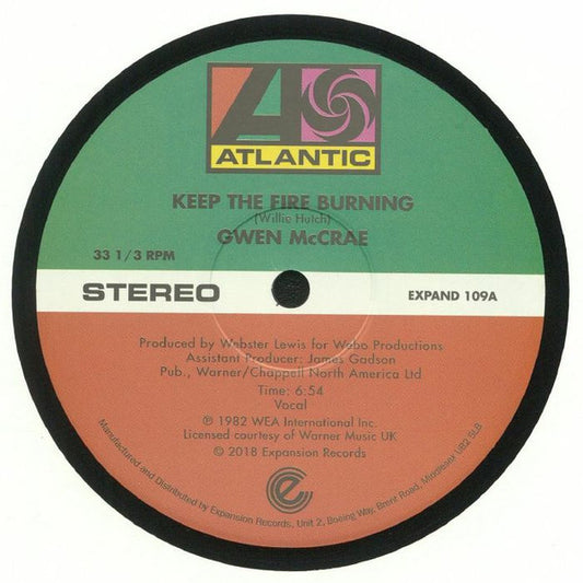 Image of Front Cover of 4925359E: LP - GWEN MCCRAE, Keep The Fire Burning / Funky Sensation (Expansion; EXPAND 109, UK 2018 Reissue)   VG+/VG