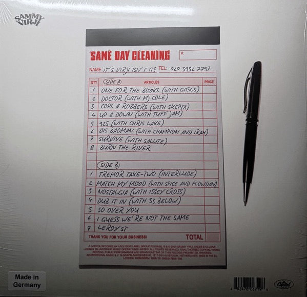 Image of Back Cover of 4935168E: LP - SAMMY VIRJI, Same Day Cleaning (Capitol Records; 7806719, Europe 2025, Red Vinyl)   NEW/NEW