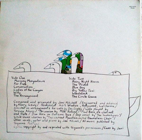 Image of Back Cover of 4915483C: LP - JONI MITCHELL, Ladies Of The Canyon (Reprise Records; RSLP 6376, UK 1971 Reissue, Gatefold) Strong VG  VG/VG