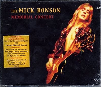 Image of Front Cover of 4915524C: 3xCD - VARIOUS, The Mick Ronson Memorial Concert (Burning Airlines; Pilot 94, UK 2001, Fatbox Double Case, Booklet) Hype Sticker  VG+/VG+