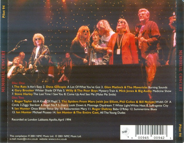 Image of Back Cover of 4915524C: 3xCD - VARIOUS, The Mick Ronson Memorial Concert (Burning Airlines; Pilot 94, UK 2001, Fatbox Double Case, Booklet) Hype Sticker  VG+/VG+