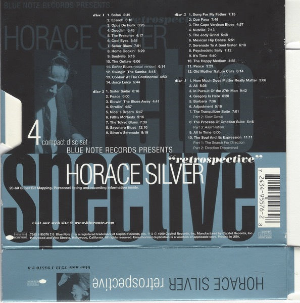 Image of Back Cover of 4915525C: 4xCD - HORACE SILVER, Retrospective (Blue Note; 95576, US 1999, Box Set, Booklet)   VG/VG+