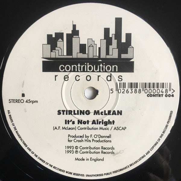 Image of Back Cover of 12" - /VG - STIRLING MCLEAN, Midnight Love (Contribution Records; CONTRT 004, UK 1993, Plain Sleeve), Light Marks only., A	Midnight LoveB1	It s Not Alright (Mix 1)B2	It s Not Alright (Mix 2)Sought after UK Street Soul - 4925441E