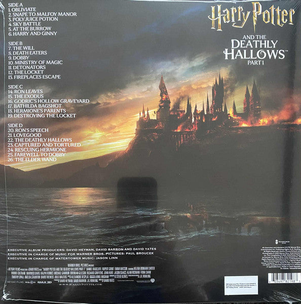 Image of Back Cover of 5045013S: 2xLP - ALEXANDRE DESPLAT, Harry Potter And The Deathly Hallows Part 1 (Original Motion Picture Soundtrack) (WaterTower Music; R1 726938 / 603497821983, Worldwide 2025 Reissue, Gatefold) Opened Instore, Still In Stickered Shrinkwrap  EX/EX