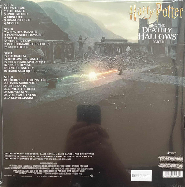 Image of Back Cover of 5045017S: 2xLP - ALEXANDRE DESPLAT, Harry Potter And The Deathly Hallows Part 2 (Original Motion Picture Soundtrack) (WaterTower Music; R1 726939 / 603497821990, Worldwide 2025 Reissue, Gatefold) Opened Instore, Still In Stickered Shrinkwrap  EX/EX