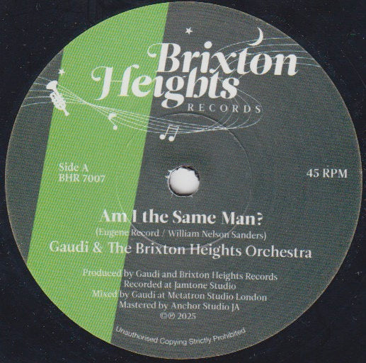 Image of Front Cover of 7" - /EX - GAUDI & BRIXTON HEIGHTS ORCHESTRA, Am I The Same Man? (Brixton Heights Records; BHR 7007, UK 2025, Solid Centre), ,  - 0726157E